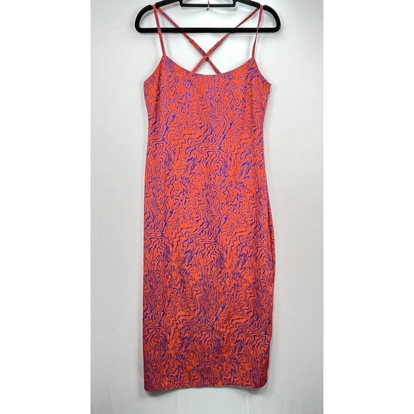 Nasty Gal Dresses & Skirts - Nasty Gal Slip Dress Women's Sz 4 Orange Blue Animal Print Strappy Sleeve Y2K